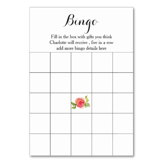 boho chic Koraal bloem bruidsdouche bingo kaarten (Achterkant)