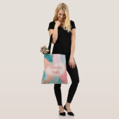 Boho chic koraal roze turquoise bladeren naam Baby Tote Bag (Op model)