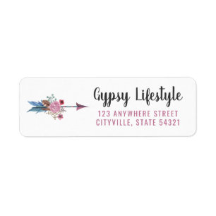 Boho Chic Landelijke Veer Pijl Roze Retouradres Etiket