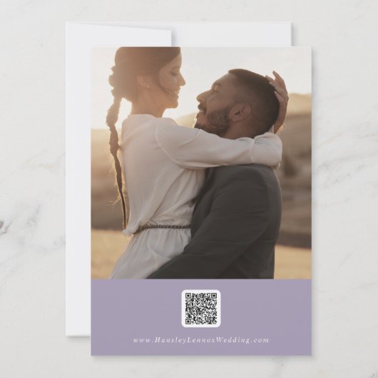 Boho Chic Lavendel Paars Multi Foto QR Code Save The Date (Achterkant)