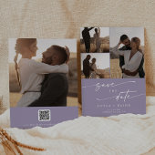Boho Chic Lavendel Paars Multi Foto QR Code Save The Date