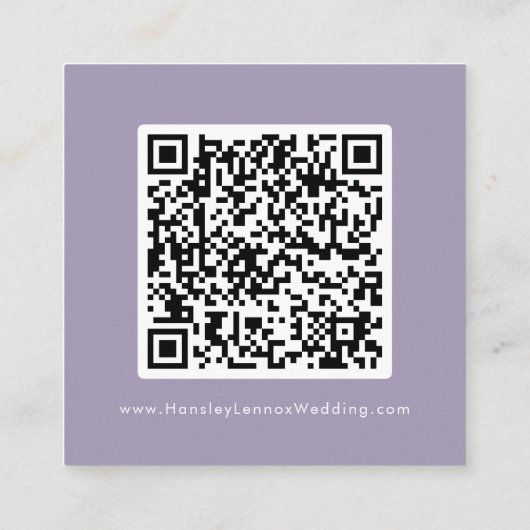 Boho Chic Lavendel Paarse Bruiloft QR Code RSVP Informatiekaartje (Achterkant)