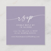 Boho Chic Lavendel Paarse Bruiloft QR Code RSVP Informatiekaartje (Voorkant)