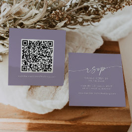 Boho Chic Lavendel Paarse Bruiloft QR Code RSVP Informatiekaartje