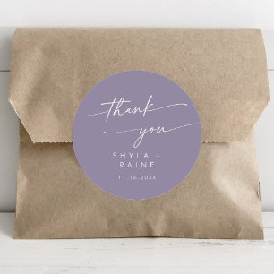 Boho chic lavendel Paarse dank u bruiloft gunst Ronde Sticker