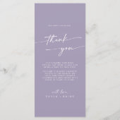 Boho Chic Lavendel Paarse Dank u en bruiloft Menu (Achterkant)