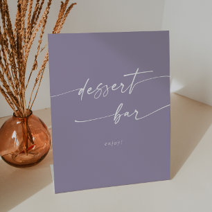 Boho Chic Lavendel Paarse Dessert Bar Trouwen Reclamebord Met Voetstuk
