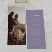 Boho chic lavendel Paarse foto bruiloft Menu
