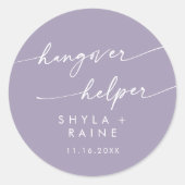 Boho Chic Lavendel Paarse Hangover Helper Favor Ronde Sticker (Voorkant)