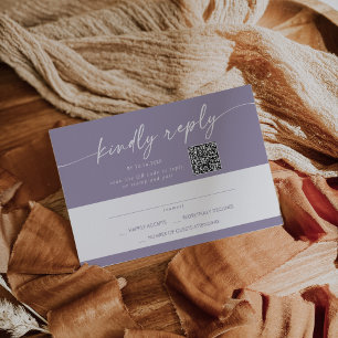 Boho Chic Lavendel Paarse Mail In en QR Code RSVP Kaartje