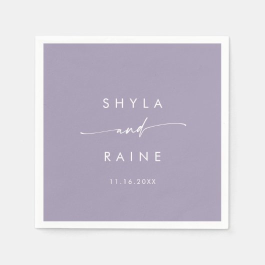 Boho chic lavendel Paarse monogram bruiloft servet (Voorkant)