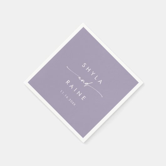 Boho chic lavendel Paarse monogram bruiloft servet (Hoek)