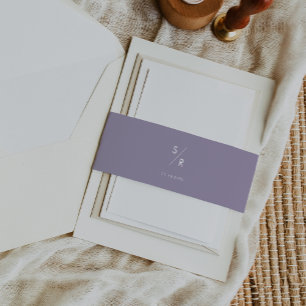 Boho Chic Lavendel Paarse Monogram Bruiloft Uitnodigingen Wikkel