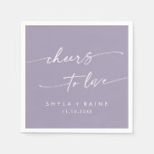 Boho Chic Lavendel Paarse Proost op Liefde Bruilof Servet (Voorkant)