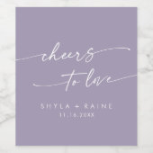 Boho Chic Lavendel Paarse Proost op Liefde Bruilof Wijn Etiket (Enkel label)