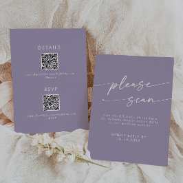 Boho Chic Lavendel Paarse QR Code Details RSVP Kaartje