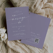 Boho chic lavendel Paarse QR code Franse bruiloft Kaart