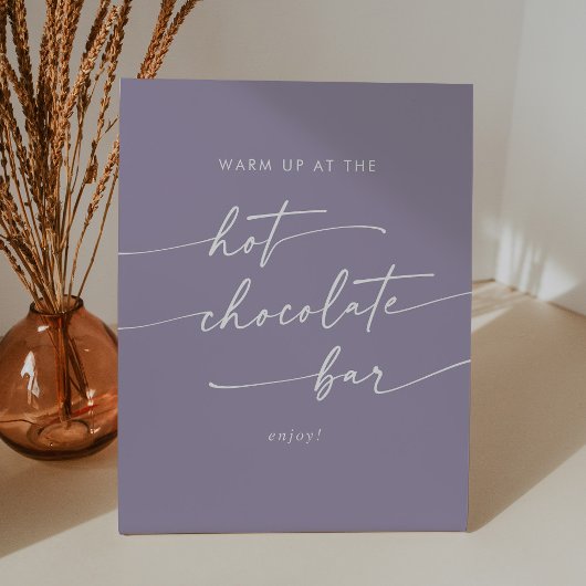 Boho Chic Lavendel Paarse warme chocoladereep Reclamebord Met Voetstuk