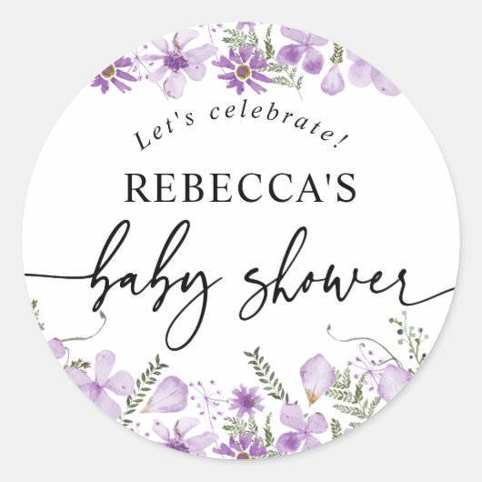 Boho Chic Lavender Baby shower Round Envelope Seal Ronde Sticker (Voorkant)