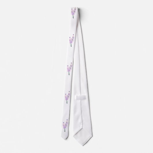 Boho Chic lavender white floral delphinium Stropdas (Achterkant)