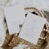 Boho chic leisteen blauw monogram QR code bruiloft Kaart