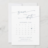 Boho chic leisteen blauw QR code fotokalender Save The Date (Voorkant)