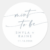 Boho chic leisteen blauwe munt om favoriete Sticke Ronde Sticker (Voorkant)