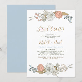 Boho Chic Lente Florale 10e Huwelijksverjaardag Kaart