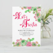 Boho Chic Let's Fiesta Pink Cactus Vrijgezellenfee Kaart (Staand voorkant)