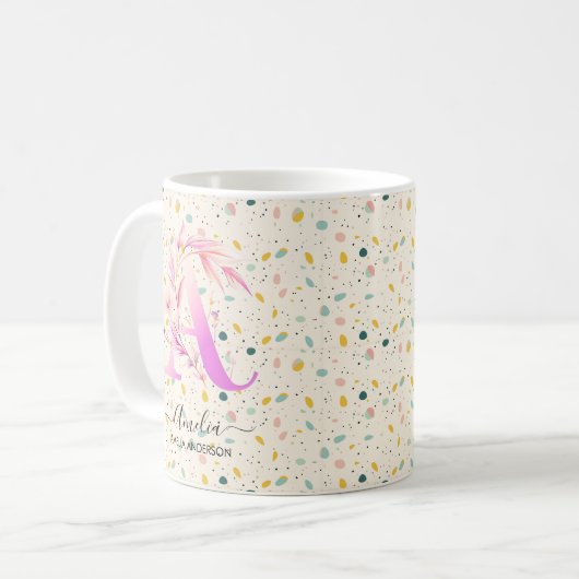 Boho chic letter A monogram kunst mok (Voorkant links)