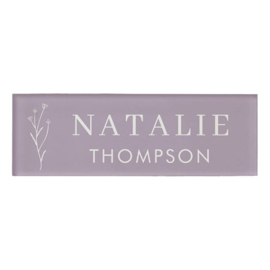 Boho Chic Lila Lavendel Flower Employee Event Naambadge (Voorkant)