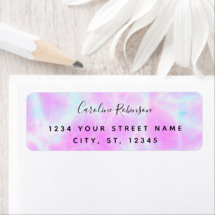 Boho Chic Lila Marbling Return Address Etiket