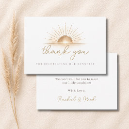 Boho Chic Little Sunshine Neutrale Baby Shower Bedankkaart