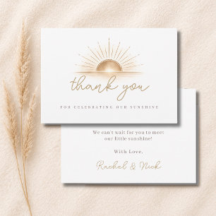 Boho Chic Little Sunshine Neutrale Baby Shower Bedankkaart