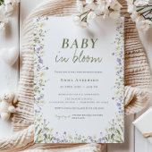 Boho Chic Little Wildflower Baby shower Kaart