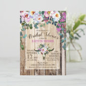 Boho Chic Longhorn Cow Skull Floral Vrijgezellenfe Kaart (Staand voorkant)