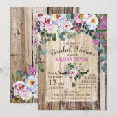 Boho Chic Longhorn Cow Skull Floral Vrijgezellenfe Kaart (Voorkant / Achterkant)