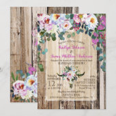 Boho Chic Longhorn Koe schedel bloemenbruiloft Kaart (Voorkant / Achterkant)