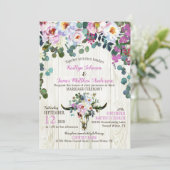 Boho Chic Longhorn Koe schedel bloemenbruiloft Kaart (Staand voorkant)
