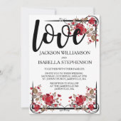 Boho Chic Love and Rozen Wedding Invitation Kaart (Voorkant)