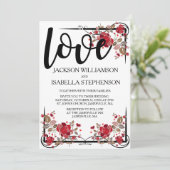 Boho Chic Love and Rozen Wedding Invitation Kaart (Staand voorkant)
