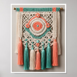 Boho-chic macrame-geïnspireerd kunstwerk Poster Wa