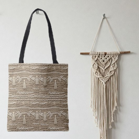 Boho Chic Macrame Style Handbag – Earth Tones Tote Bag