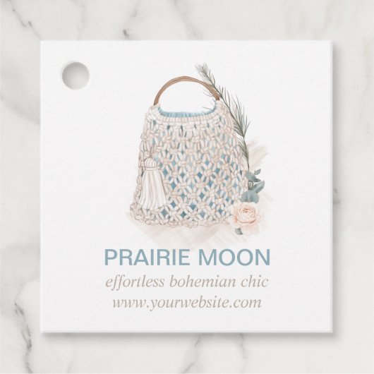 Boho Chic Macrame Waterverf Bag Cadeau Labels (Voorkant)