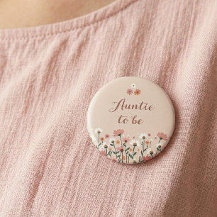 Boho Chic Madeliefjes Bloem Baby Shower Tante Word Ronde Button 5,7 Cm