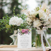 Boho Chic Magenta Roze Paarse Mauve Bloemenbruilof Kaart