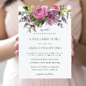 Boho Chic Magenta Roze Paarse Mauve Bloemenbruilof Kaart