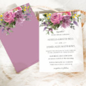 Boho Chic Magenta Roze Paarse Mauve Bloemenbruilof Kaart