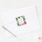 Boho Chic Magnolia Floral Bride en Groom Vierkante Sticker (Envelop)