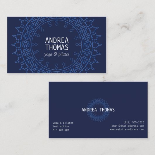 Boho Chic Mandala blauw/blauw Visitekaartje (Voorkant / Achterkant)